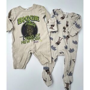 Newborn Baby Notorious BIG  2pc  Romper Sleeper King of NY Set Pajamas